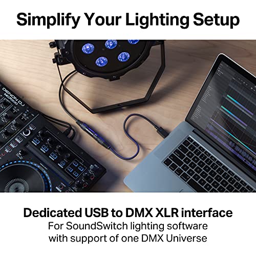 Image of DJ Controller & DMX Bundle - 2 Deck DJ Set with Capacitive Touch Jog Wheels & Audio Interface - Numark Mixtrack Pro FX & SoundSwitch DMX Interface