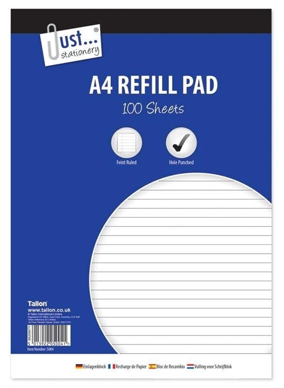 PaulStore 2/6 A4 Lined Refill Pad 100 Page Notepad Memo Writing Ruled Student Office School (2), white