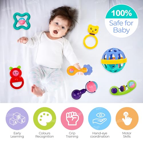 Image of Zest 4 Toyz Rattle for Baby 0-6 Months New Born Baby Rattle Toy for Baby Early Development Toys for Kids Toy Return Gifts for Kids - Pack of 7