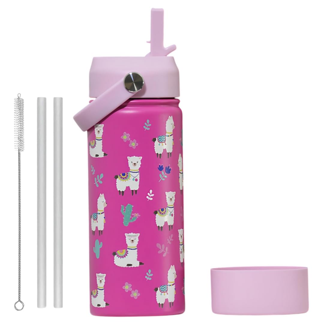 TOM & BELL Insulated Water Bottle for Kids 500ml,Double Wall Water Bottle for School, Sipper Bottle,Hot and Cold, Premium 304 Stainless Steel (Alpaca, 500ml)
