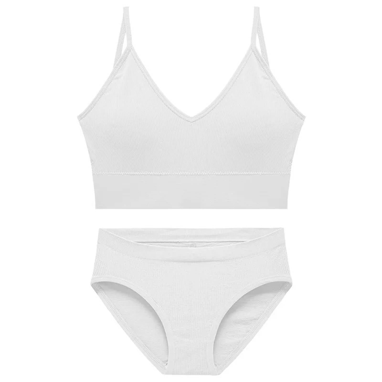 Set Reggiseno da Donna, Canotta A V Profonda, Senza Ferretto, Seno Piccolo, Coppa Push-up A Triangolo (Cachi, XL)