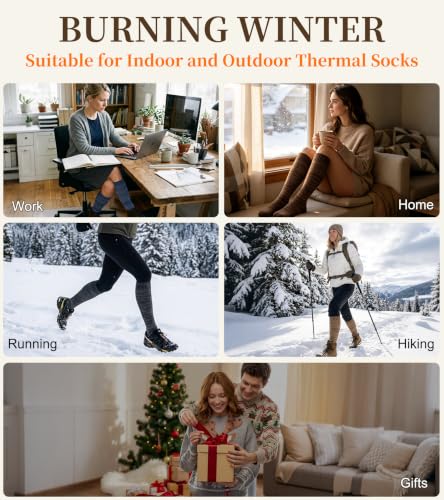 Image of Warm Thermal Boot Socks for Women - Knee High, Winter, Running, Hiking, Gifts - Thick Socks for Cold Weather