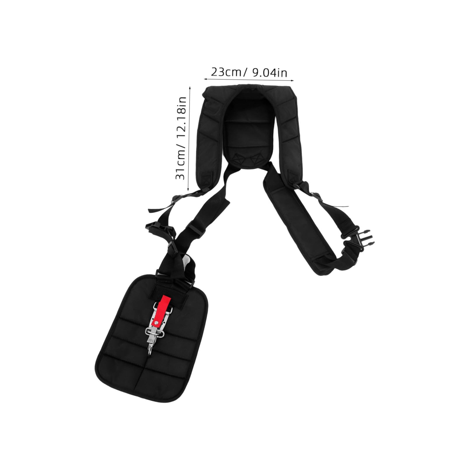 GALPADA Arnés de Doble Hombro Acolchado para Desbrozadora de Profesional, Nylon Negro, Cinturón con Hebilla para Césped