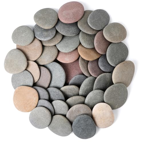 ROCART 24 PCS Large 3.25-4.05" Smooth Natural River Rocks for Painting, Flat Painting Rocks & Craft Stones for Arts, DIY Projects & Creative Studios