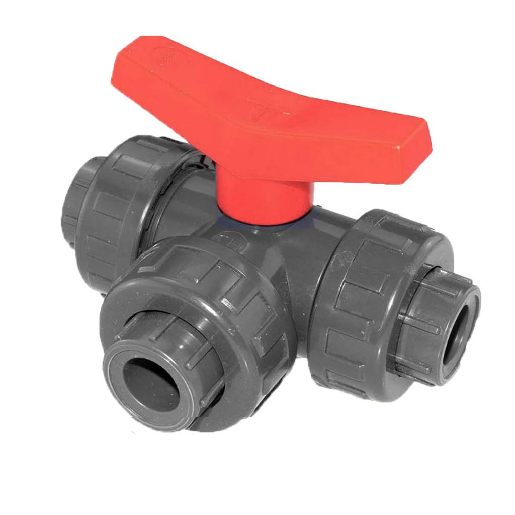 well2wellness® Válvula de bola de PVC de 3 vías, conexión adhesiva con orificio en L de 32 mm