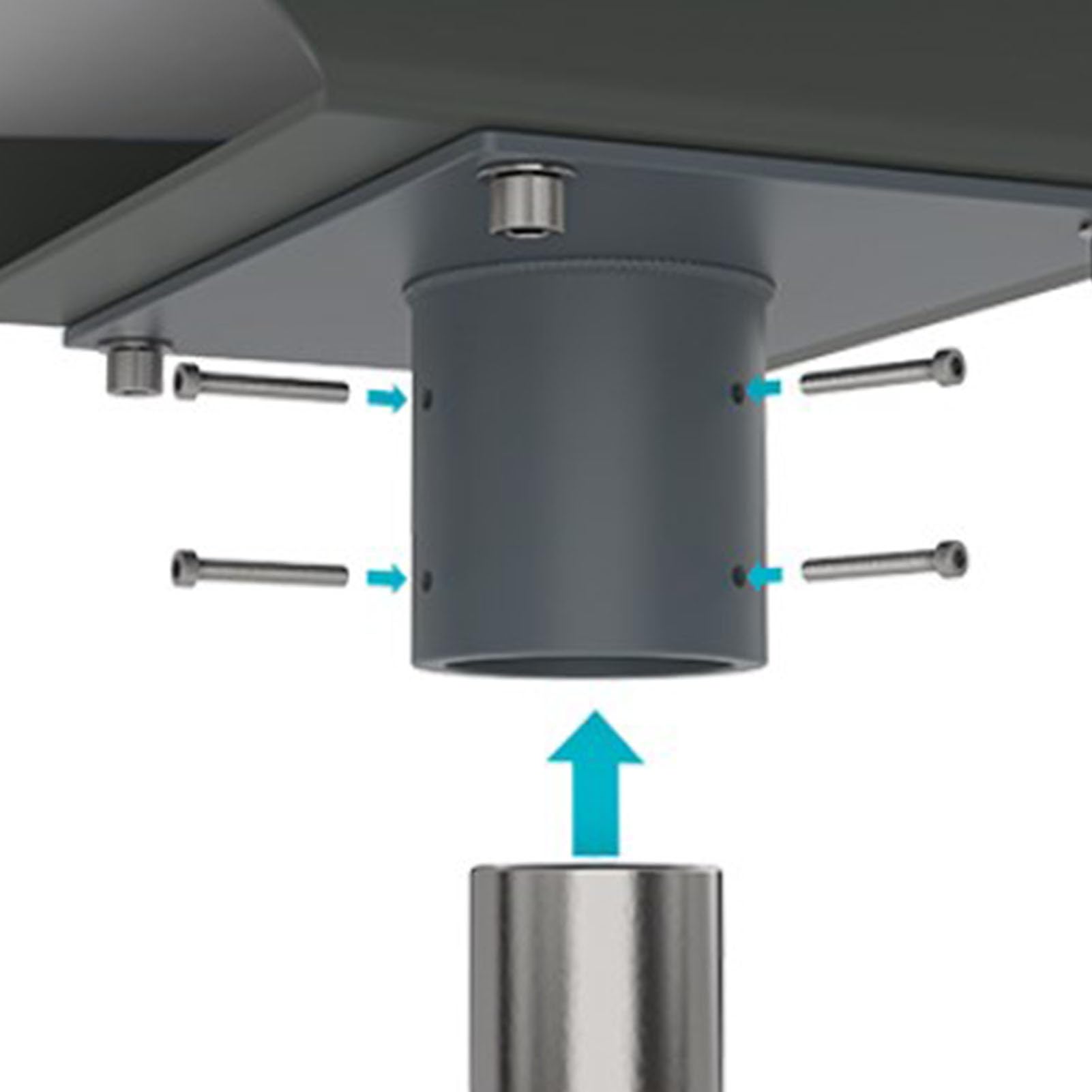 Fyearfly Adaptateur de tuyau plat en alliage d'aluminium pour connecteur de poteau de 62 mm, kit de montage d'antenne satellite robuste et résistant aux intempéries, support de toit d'antenne Internet