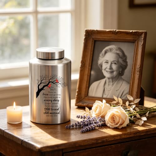 Image of Cremation Urns for Human Ashes Adult - Woman /Men /Dad /Mom | Silver Decorative Burial Urns for Male and Female, Funeral Memorial Urn (220 LB)