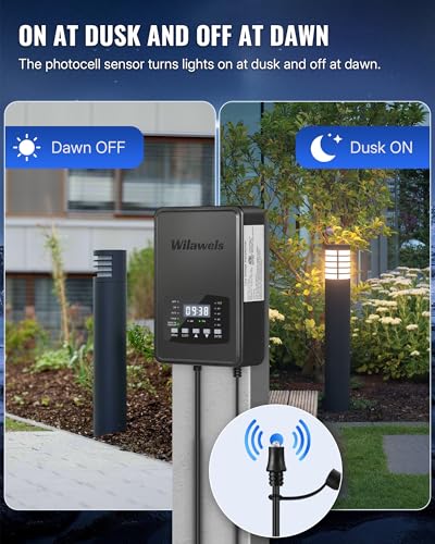 Image of 200W Low Voltage Landscape Transformer, Weatherproof Outdoor Low Voltage Transformer, 120V AC to 12 /14V AC, Landscape Lighting Transformer with Timer and Photocell Sensor, ETL Listed D11LT06