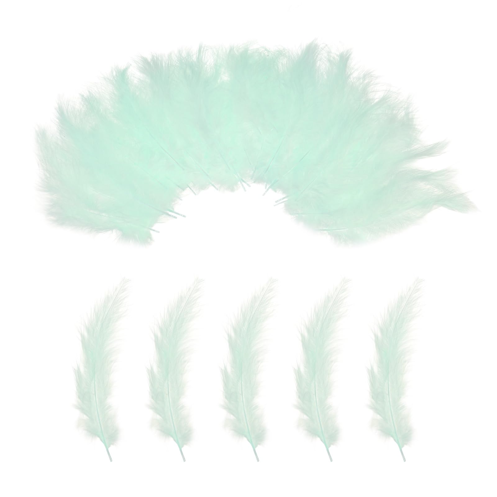 PATIKIL 200 Pack Fluffy Turkey Marabou Feathers,4-6 Inches Pale Green Natural Turkey Feathers for Crafting Dream Catcher Fringe Trim Fly Tying Party Decorations
