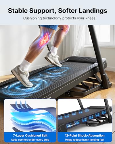 Image of MERACH Treadmill with 15 /18% Auto Incline, 55 inch /47 inchx18 inch /19 inch Wide Belt Treadmills, 0.5-8.7MPH /10MPH 3.5HP Brushless Incline Treadmill for Home, 350LBS Foldable Treadmills with Screen & APP & Heart Rate