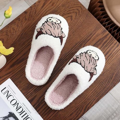 Image of Highland Cow Slippers for Women Plush Scottish Highland Cow Animal Slippers Warm Non Slip Home Indoor Slippers