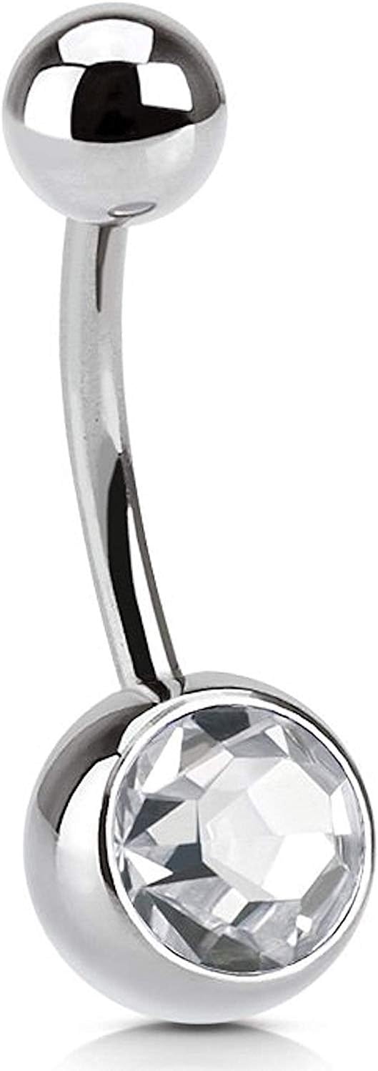 Stainless Steel Round Belly Button Navel Ring for Women and Girls (BB0004)