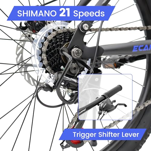 Image of Ecarpat 24 /26 /27.5 Inch Mountain Bike, Full /Front Suspension Mens Boys Mountain Bike with 21 Speed Steel Frame and Dual Disc Brakes, Adult Sport Bicycle for Trail City Road, Gift Choice