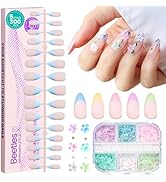 Beetles French Tip Press on Nails 4-IN-1 Medium Almond French Gel Nail Tips 150 Pcs 5 Styles Pre-...