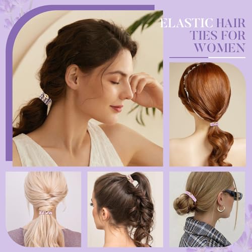 Image of FORENEE Hair Ties No Damage - 20PCS Ponytail Holders - Elastic Hair Ties for Thick Hair - Braided Hair Bands for Women Girls's Hair - Violet