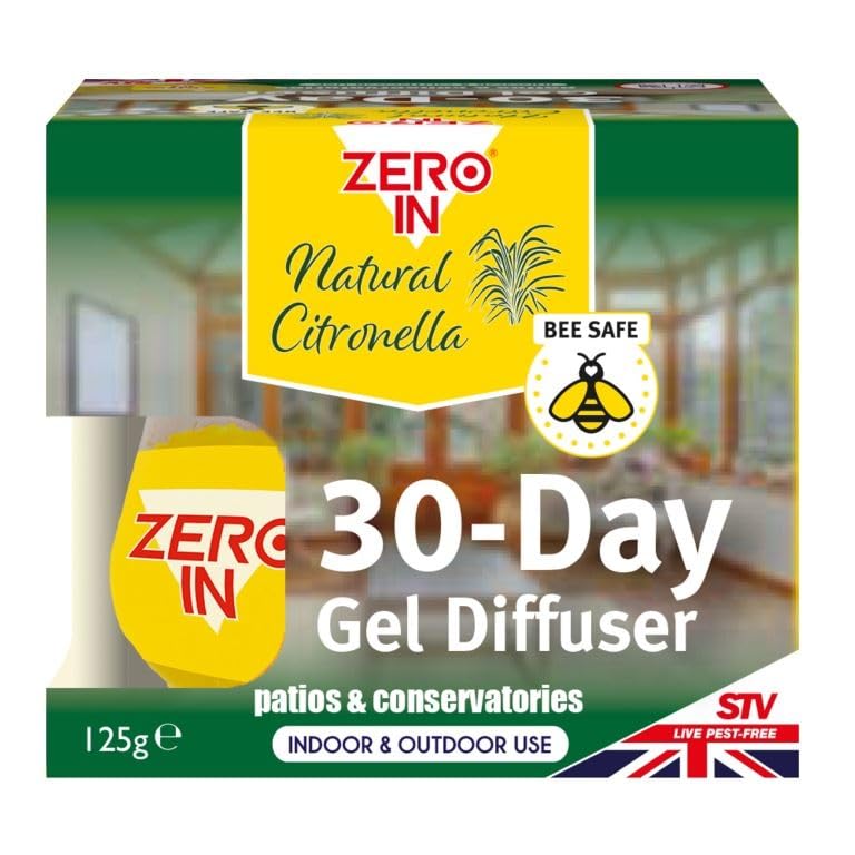 Zero In 30-Day Gel Diffuser Natural Citronella Mosquito Repeller Indoor and Outdoor Use Bee Safe Travel Size
