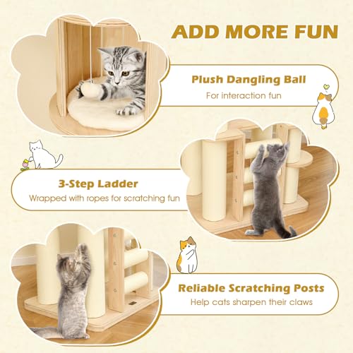 Tangkula árbol para gatos madera 71 pulgadas para interior miniatura 6