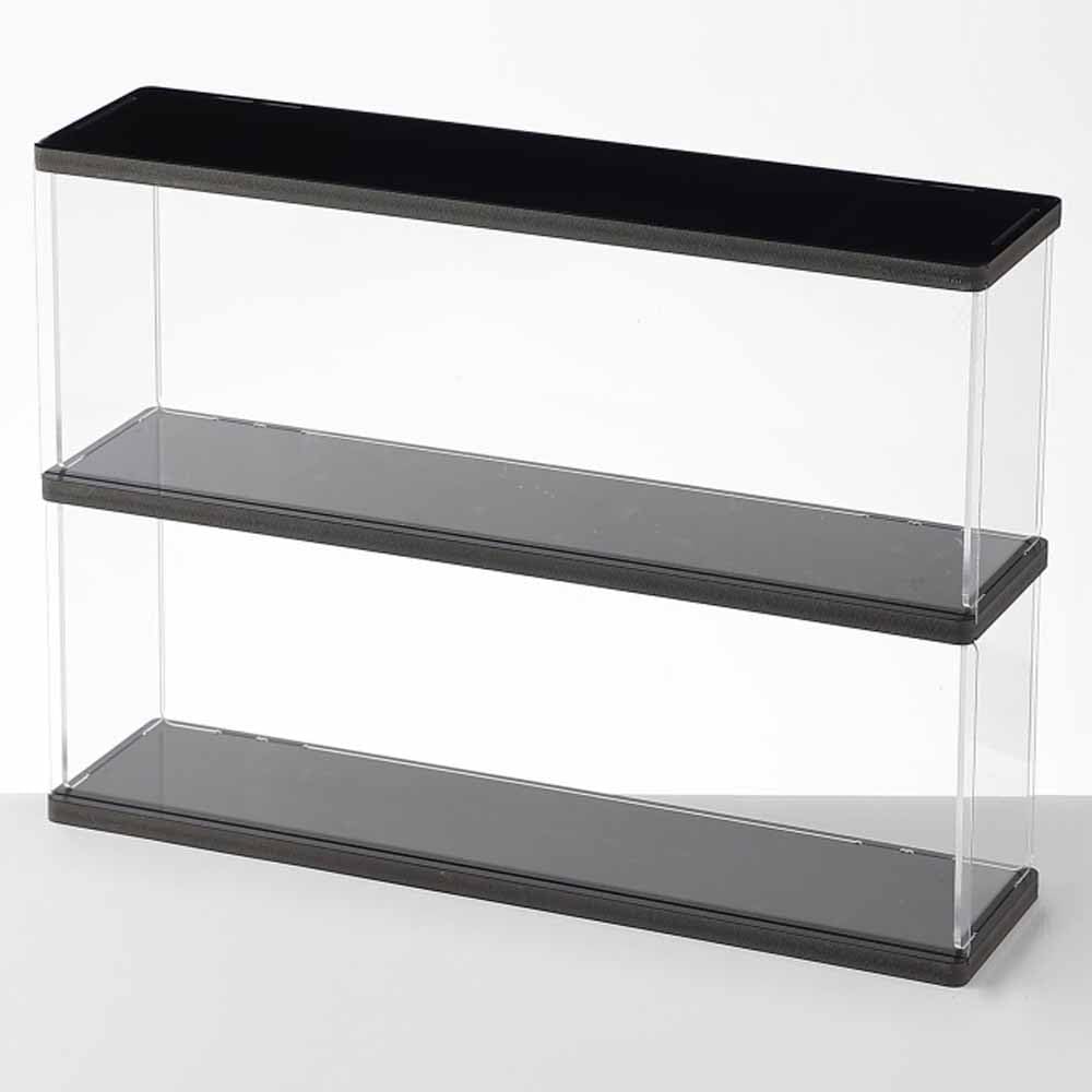 Joody 2 niveles escaparate vitrina acrílica para colección figura de coche en miniatura, caja transparente puerta, estante antipolvo (30 x 10 x 26,8 cm)