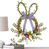 Decoración flexible de temporada: Con los ganchos de montaje incluidos en el , la corona de Pascua para la puerta de entrada se puede colocar en un instante como elemento decorativo destacado en la entrada o en el jardín. La versátil opción para colgar se sin esfuerzo a diferentes situaciones, ya sea para festivales de primavera o para la decoración general del hogar.