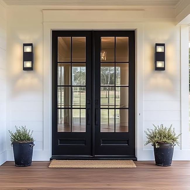 harriet Modern Rectangular Outdoor Wall Lights, 13 Black