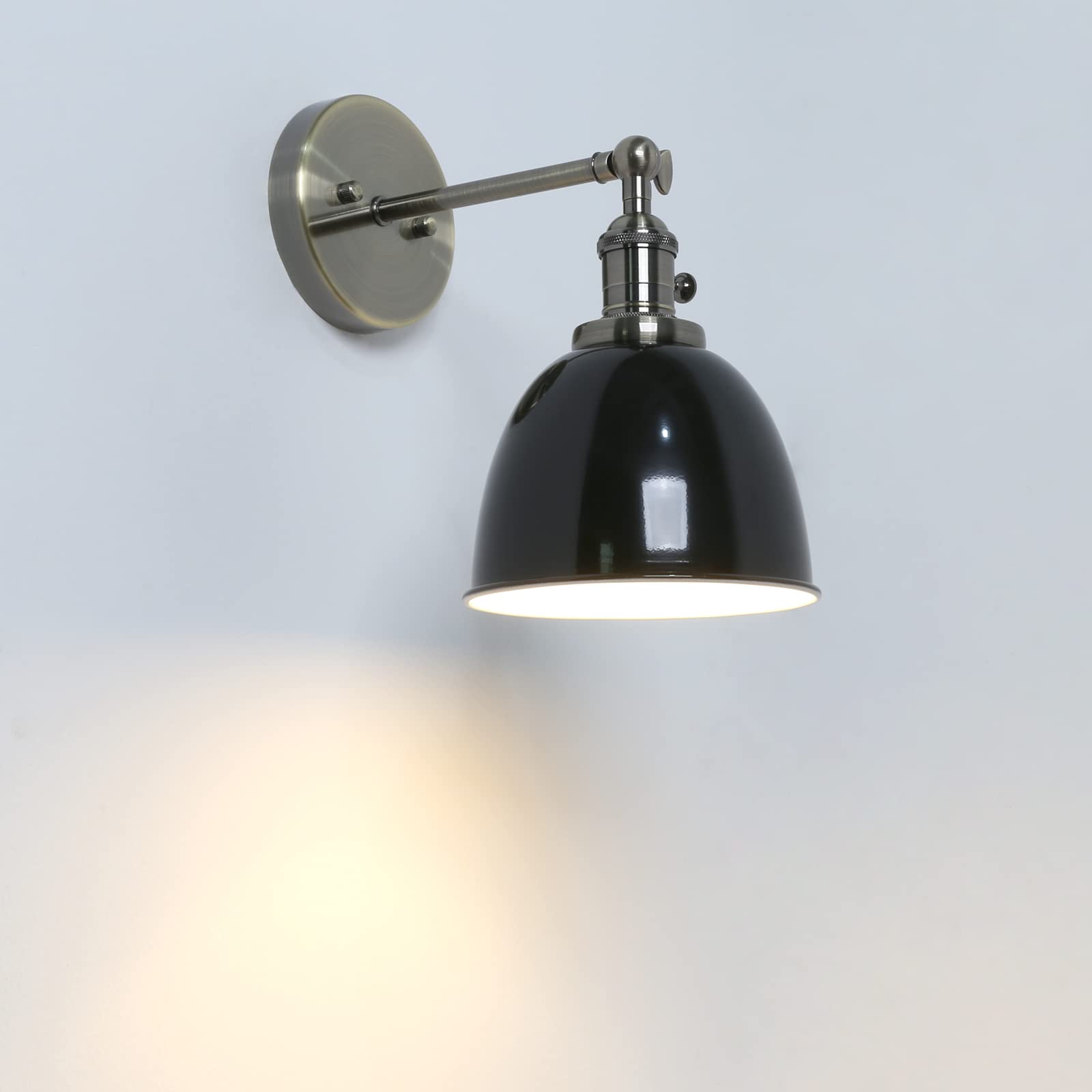 HELCEKOU Vintage Industrial Metal Wall Sconce Light Fixture for Kitchen Bar Loft E27 Lamp Shade in Black Color