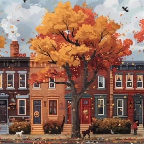 DIY Paisaje de otoño Diamond Painting Kits para Adultos,5D diamond painting Kit Completo,Cuadros de Diamantes Rhinestones Bordado Punto De Cruz Art Kits para Decoración Hogar Square Drill 90x90cm