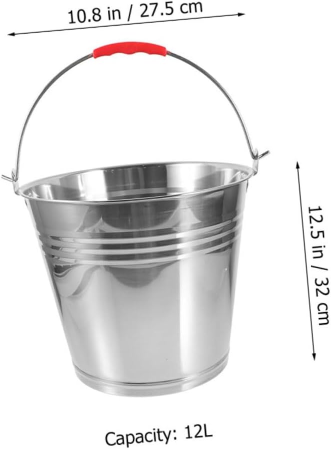 Stainless Steel Feed Bucket Handle Portable Water and Horse Feed Container for Farm and Home Use and Versatile Feeding