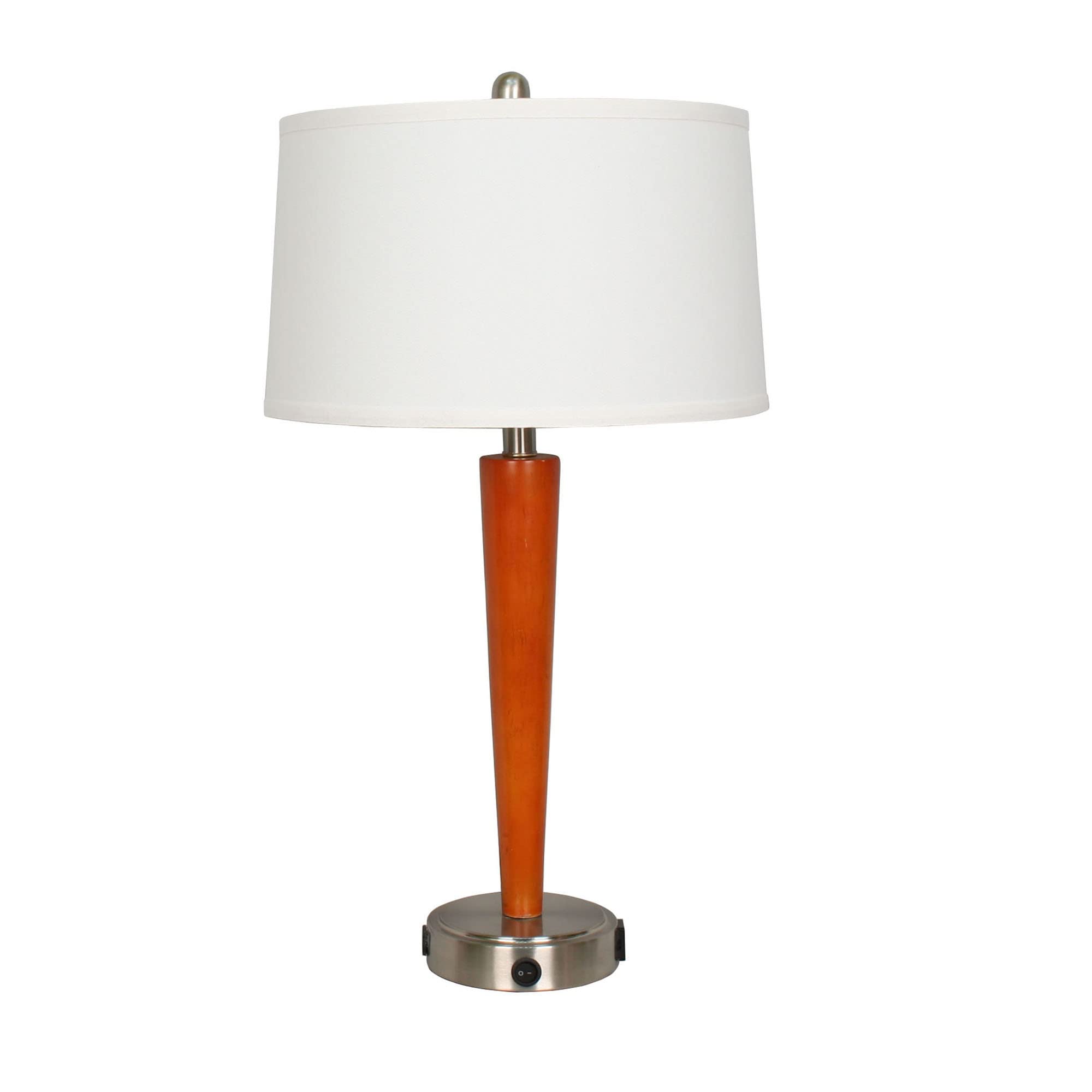 W-12290 Lamp, 27.5", Brushed Steel/Cherry