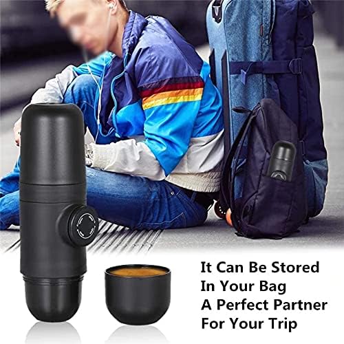 Miniatura 2 de Cafetera manual manual de café expreso, cafetera portátil para viajes al aire libre, para camping, senderismo, color negro