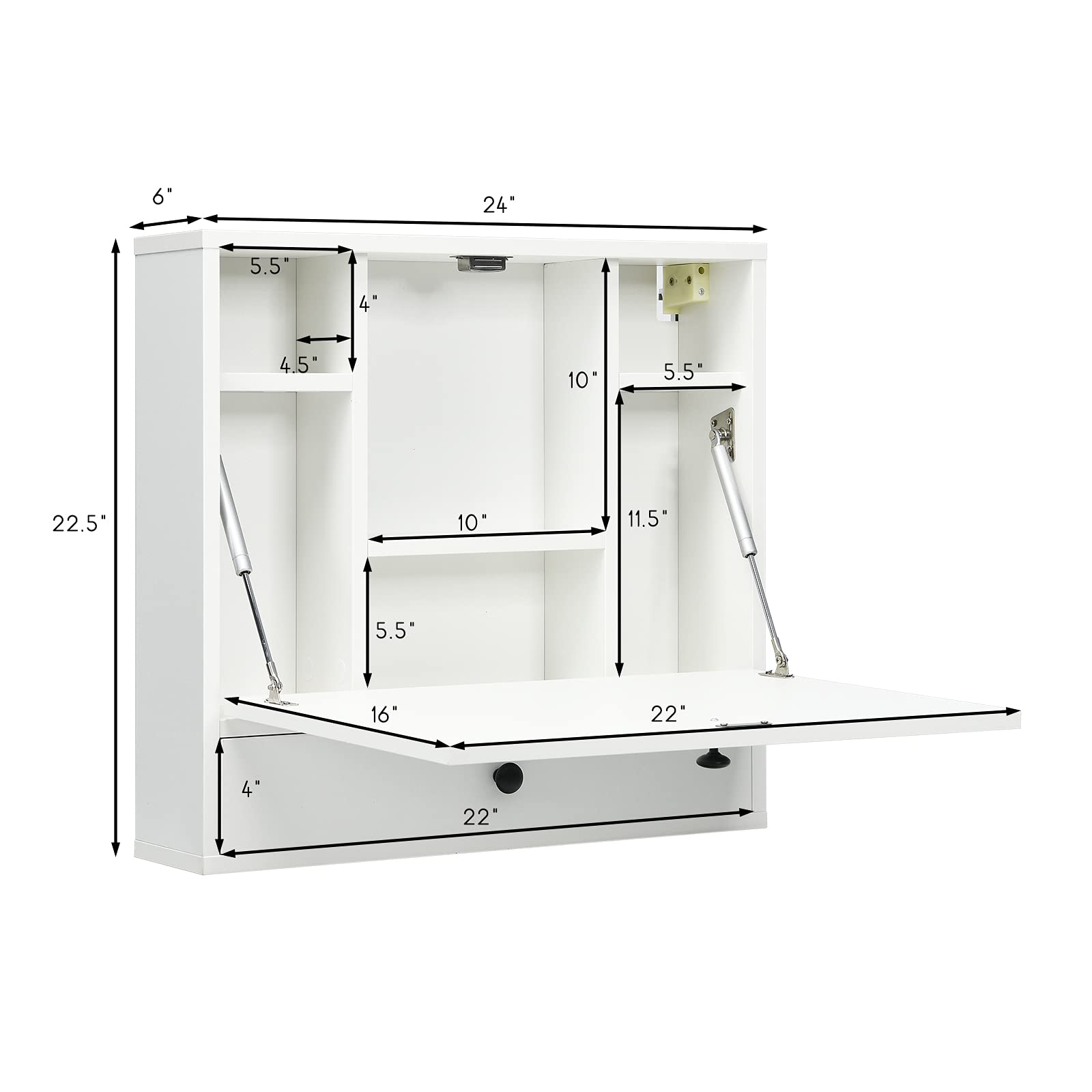 Tangkula Wall Mounted Desk, Pneumatic Floating Desk Wall Mount Laptop