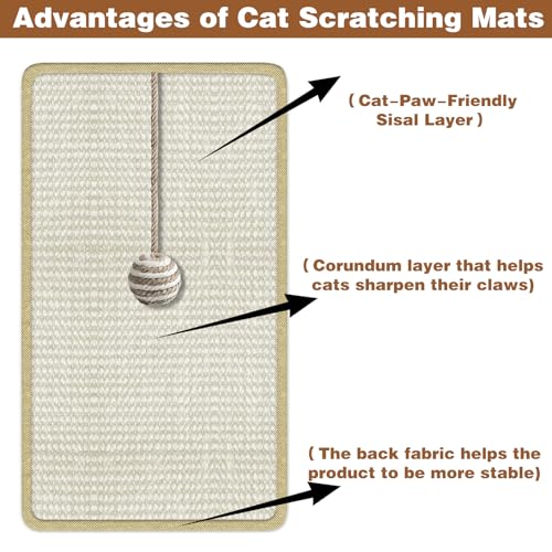 Image of Cat Scratching Mats and Hanging Balls, Cat Nail File Scratcher Supplies, Will Not Damage Furniture Paw-Friendly, Can File Nails Can Be Installed on Floor Door Wall Glass