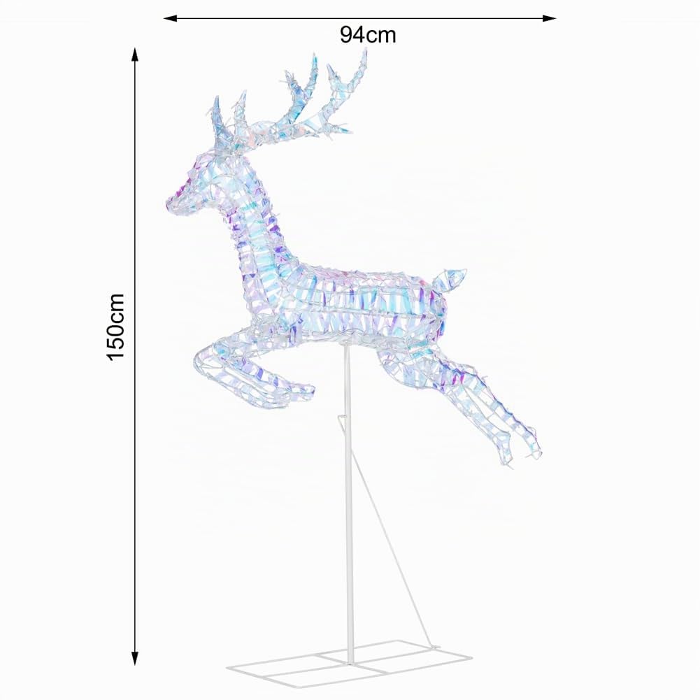 BAKAJI Renna Luminosa Natalizia Luce Bianco Caldo per Esterno, Cervo Babbo Natale LED Addobbo Decorazione 3D Natalizie, Decorazioni Fuoriporta, Giardino, Terrazzo, Protezione IP44 (94 x 150 cm)