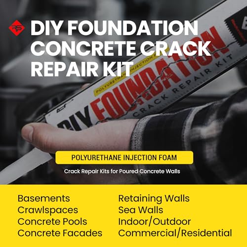 RadonSeal Complete DIY Foundation Crack Repair Kit, 10 Ft - Low-Viscosity Urethane Injection Sealant for Crawl Spaces & Concrete Basement Walls, Stops Water Leaks & Radon Gas, Drill-Free Filler