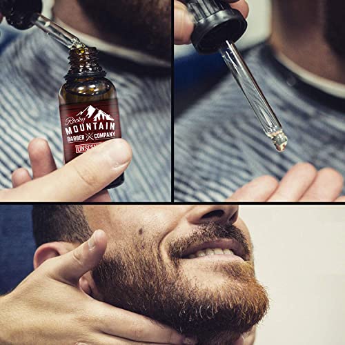 Rocky Mountain Barber Company Men’s Unscented Beard Oil - Featuring Grapeseed Oil, Coconut Oil, Argan Oil And No Added Scent #TOP5