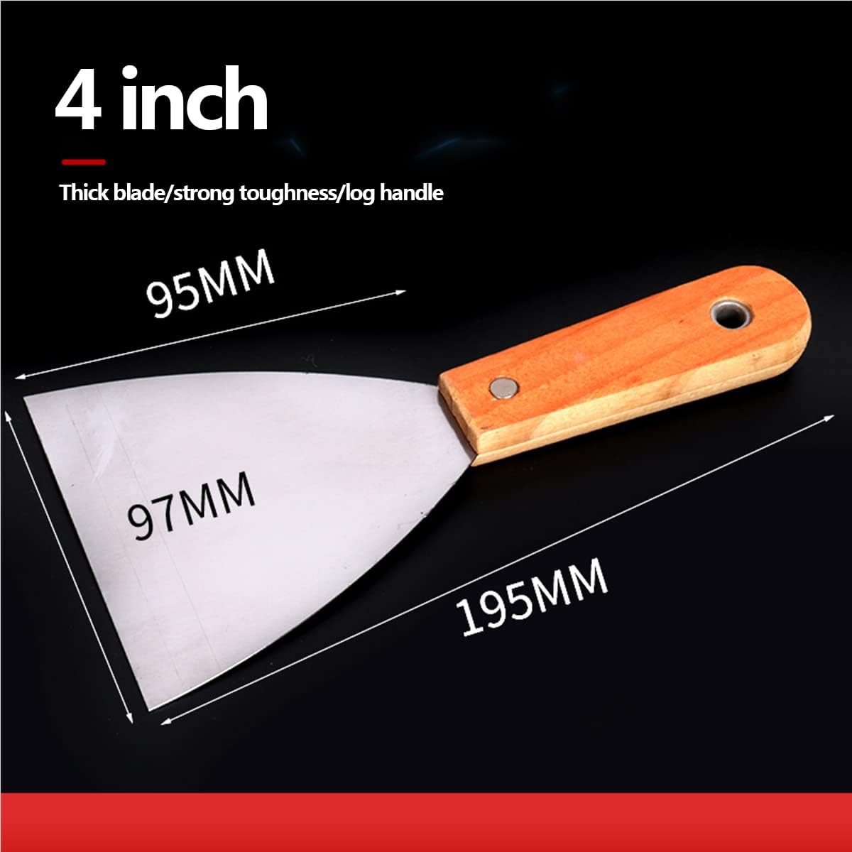 Putty Scrapers Knife,Putty Knife Stainless Steel Cleaning Shovel Putty Knife Scrapers for Remove Wallpaper DIY Decoration Paint Cleaning,4inch (Size : 4inch)