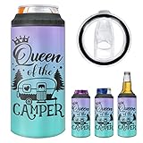 winorax Queen of The Camper Tumbler Can Cooler 4-in-1 Camping Gifts For Campers Woman from Husband Boyfriend Sisters Best Friend Coffee Cup with Lid 12oz Stainless Travel Mug