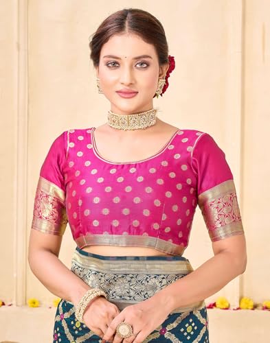 Image of SIRIL Women's Banarasi Soft Silk Blend Banarasi Jacquard Saree With Unstitched Blouse Piece