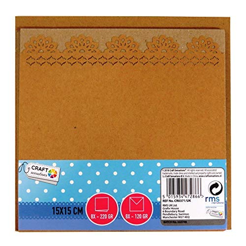 Packung zu 8 Dekorativ Gerahmt 4 Seite Uni Karten mit Umschlägen 3 Farben - Braun Cover