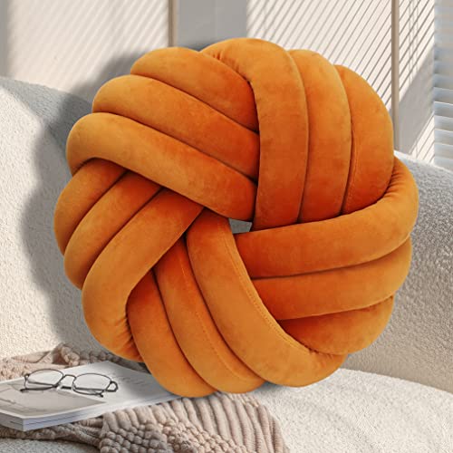 GYCS Knotted Pillow Cushion Soft Plush Knot Ball Pillow Waist Back Cushion Home Decorative Throw Pillow for Sofa Bed,orange,35cm