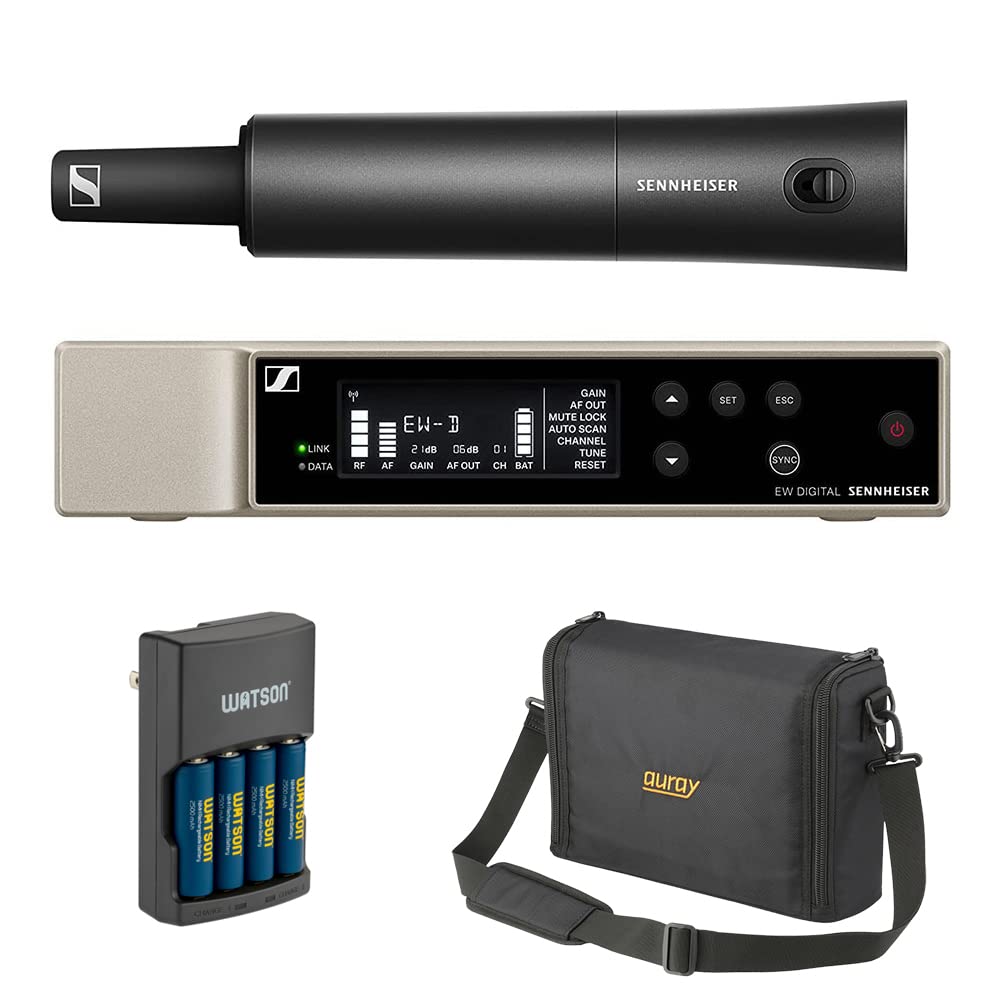EW-D SKM-S Base Set Wireless Handheld Microphone System, No Mic Capsule (Q1-6: 470 to 526 MHz) Bundle with Auray WSB-1S Carrying Bag and Watson Rapid Charger
