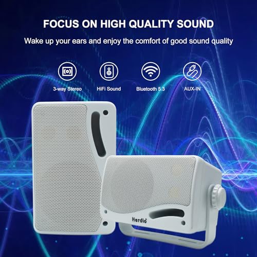 Herdio 3.5 Inch Outdoor Bluetooth Speakers White Pair - Image 2