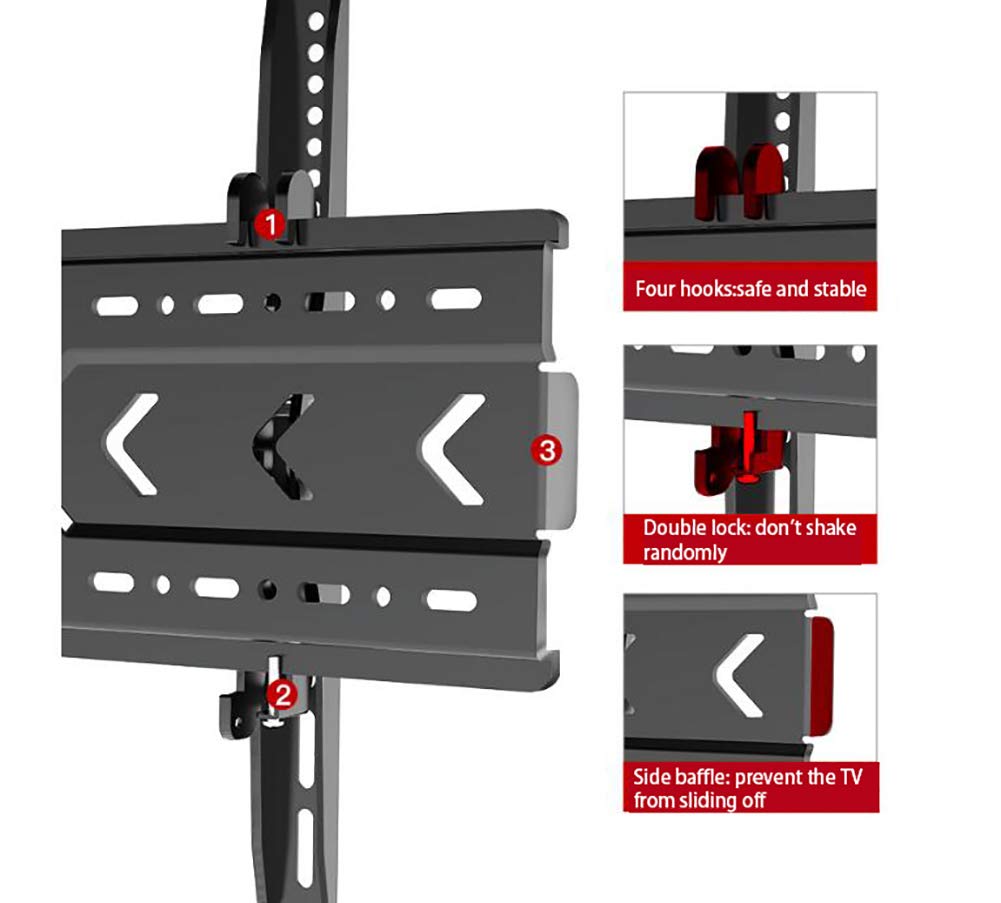 Soporte de pared inclinable para TV para la mayoría de televisores planos de 26 a 65 pulgadas, soporte de pared de perfil bajo con VESA máximo 400 x 400 mm