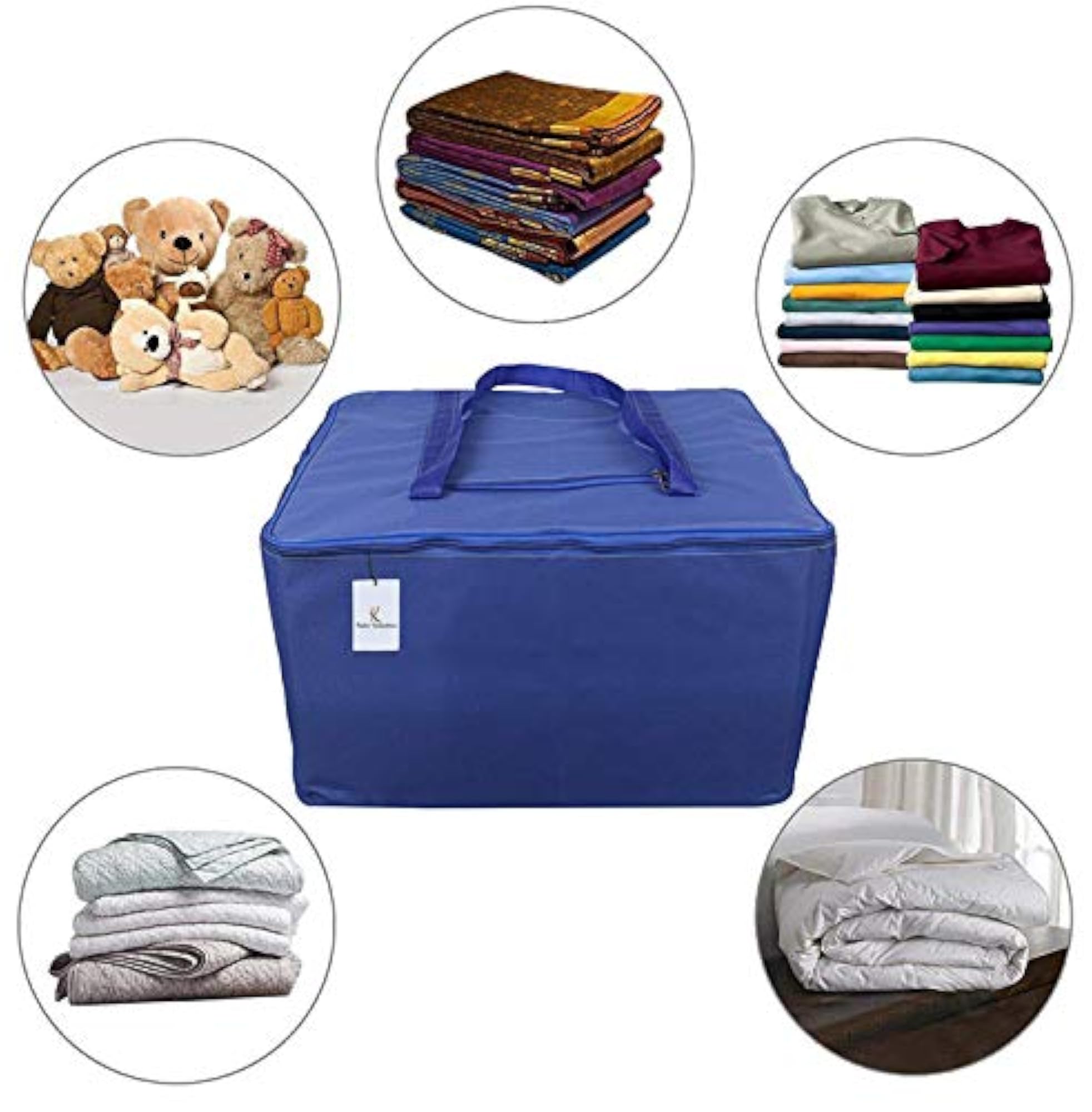 Small Lightweight Foldable Rexine Underbed Storage Bag with Zipper