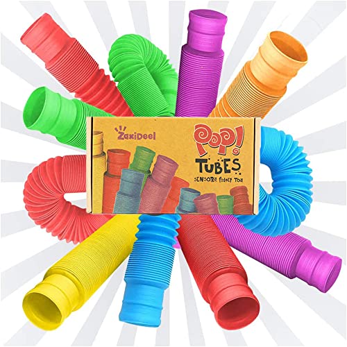 Fidget Pop Tube Toys für Kinder und Erwachsene 6er-Pack, Pipe Sensory Tools zur Linderung von Stress und Angstzuständen, Cooles biegsames buntes Stimming-Spielzeug, Zappeln (6 Stück) Cover