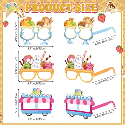 Pajean 32 Pcs Ice Cream Party Decoration Summer Creams Themed Paper Glasses by Pajean - Used condition - Image 2