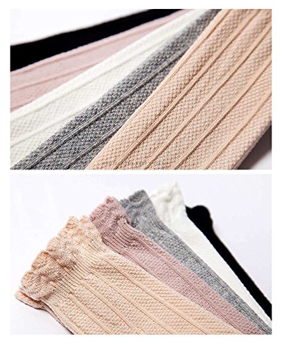 Happy Cherry Knee High Socks Baby Girls Long Tube Ruffled Socks Cute Warm Stockings(3 Pack)2