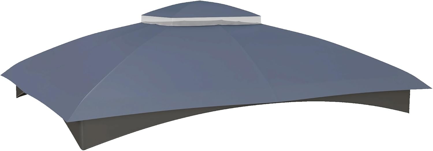 10' x 12' Gazebo Canopy Replacement, 2 Tier Outdoor Gazebo Cover Top Roof with Drainage Holes, (TOP ONLY), Dark Blue