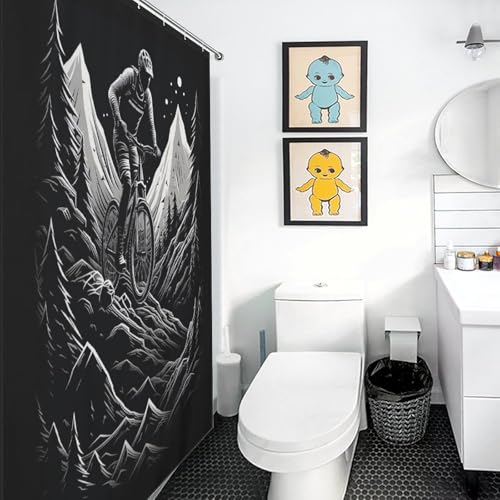 Rideau de douche vélo imperméable et lavable pour baignoire 140x183