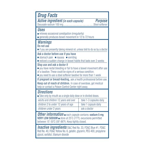 Image of Colace Stool Softener 100 mg, 150 Capsules, Constipation Relief, Docusate Sodium, Gentle Docusate, Stimulant-Free, Regular Strength, #1 Doctor Recommended Stool Softener Brand