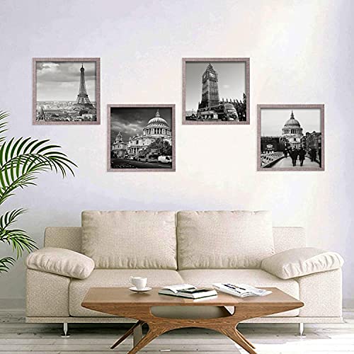 TERESA'S COLLECTIONS 4er Set 25 x 25cm Kunststoffrrahmen quadratisch Bilderrahmen Holzfarbe Fotorahmen mit Acrylglas zum… – Bild 3